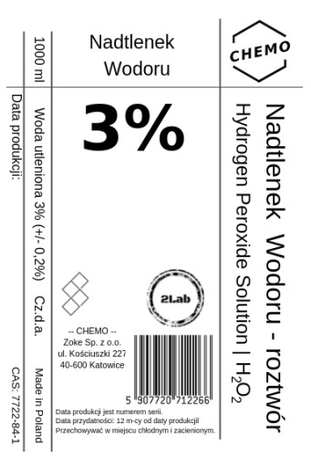 Перекись водорода 3%. Диоксид водорода. 1000 мл. Чда
