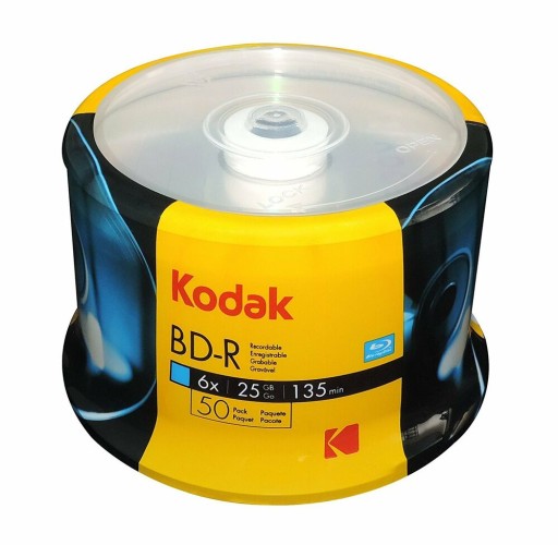 Диски Kodak BD-R Blu-ray 25 ГБ 1–6x Cake 50