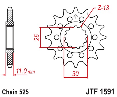 JT JTF1591.16RB ВЕДУЩАЯ ЗВЕЗДОЧКА С ДЕМПФЕРОМ ВИБРАЦИИ