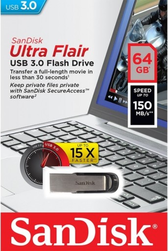 PENDRIVE 64 GB SANDISK Ultra Flair USB 3.0 150MB/s