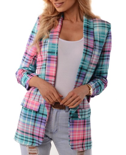 Куртка женская в клетку на подкладке, УЗОРЫ XL/42