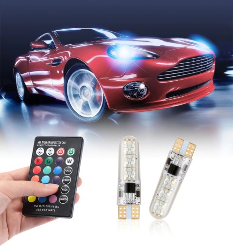 2 W5W LED T10 RGB ЛАМПОЧКИ 16 ЦВЕТОВ ПУЛЬТ ДИСТАНЦИОННОГО УПРАВЛЕНИЯ ПАРКОВКОЙ
