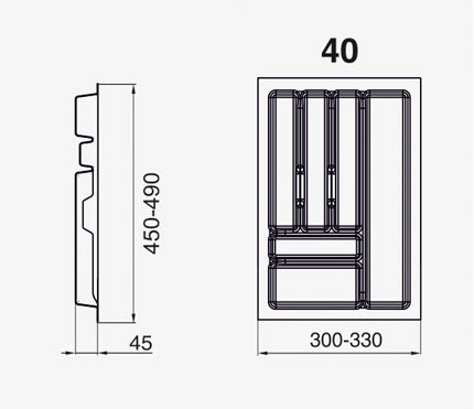 ВСТАВКА ДЛЯ СТОЛОВЫХ ПРИБОРОВ BLUM ORGANIZER PRO 40 В ЯЩИК