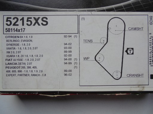 РЕМЕНЬ ГРМ GATE 5215XS PEUGEOT,CITROEN,