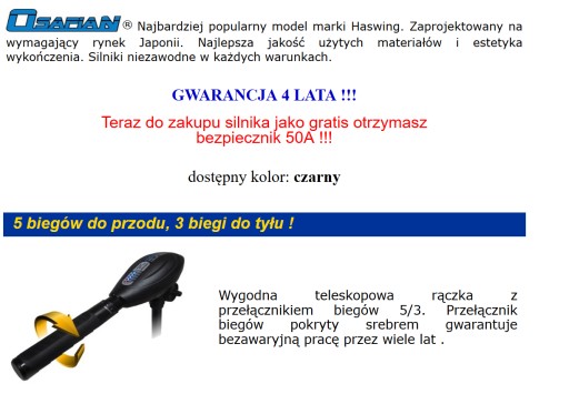 Lekki silnik elektryczny Osapian 45LBS MAXIMIZER