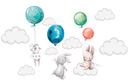 наклейка на стену BUNNY BALLOOS с облаками XXXL