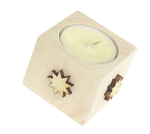 Świecznik drewniany ozdoba DECOUPAGE tealight AC36