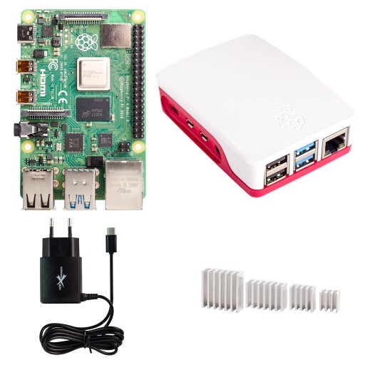 Raspberry Pi 4B 4 ГБ ОЗУ, корпус блока питания, радиаторы