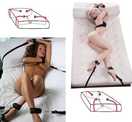 Kajdanki Uprząż do Łóżka BDSM Bondage Fetysz Nowe