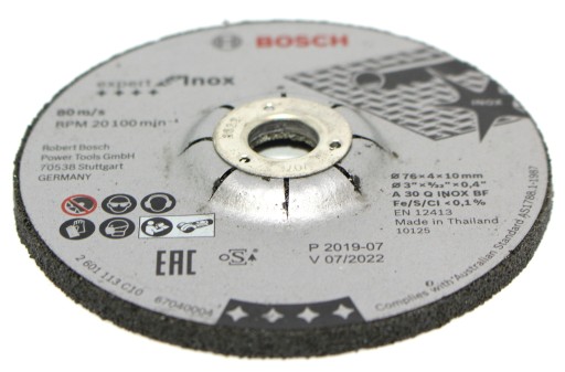 BOSCH TARCZA KORUNDOWA GWS 10,8 12V 76 / 4 mm INOX