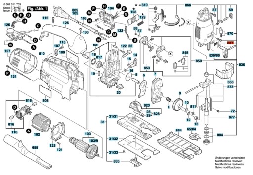 Роликовый рычаг лобзика BOSCH GST135CE 703