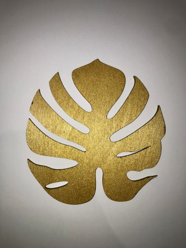 Liść Monstera ZŁOTY 13x12 podkładka sklejka