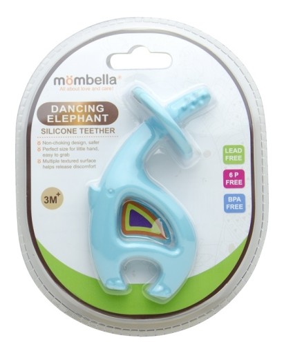 Силиконовый прорезыватель Mombella Dancing Elephant Blue