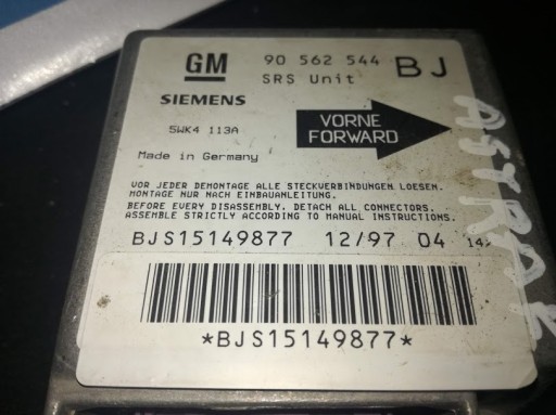 Модуль датчика подушки безопасности ASTRA F 90562544 BJ
