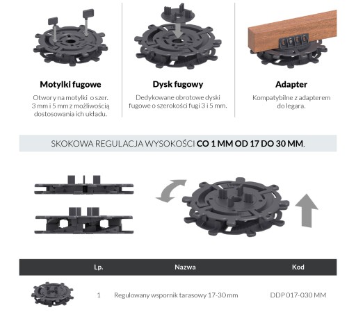Wsporniki tarasowe regulowane pod legary deski podkładka podstawka 17-30 mm