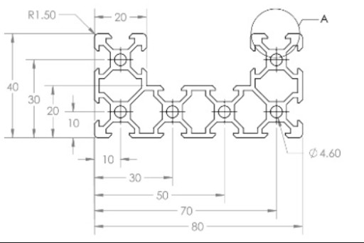 АЛЮМИНИЕВЫЙ ПРОФИЛЬ С-БАЛКА 40x80 T6 100 см