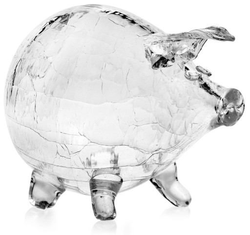 Большая стеклянная копилка PIGGY Crackle в ПОДАРОК, прозрачная, бьющаяся