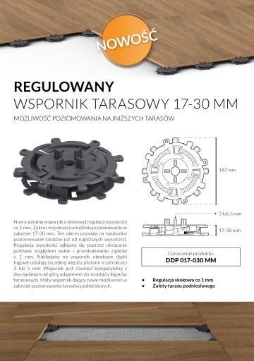 Wsporniki tarasowe regulowane pod legary deski podkładka podstawka 17-30 mm