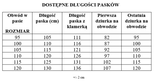 PASEK SKÓRZANY męski czarny brązowy granat 120 cm