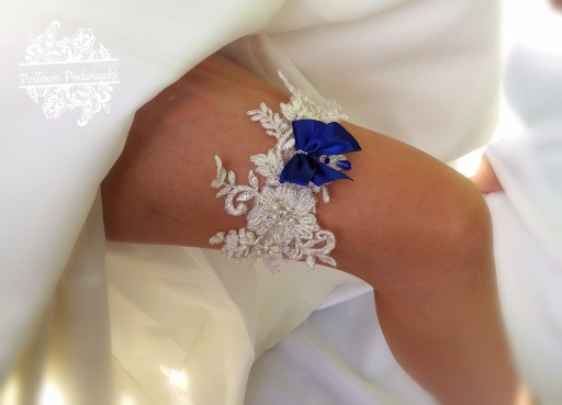 Podwiązka ślubNA model 1A biała ecru NA WYMIAR