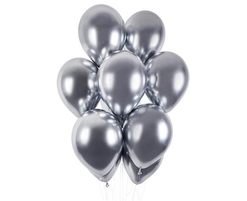 Balony SREBRNE klasyczne GLOSSY EFFECT 10 szt.