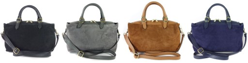 Большая замшевая итальянская сумка на молнии Vera Pelle Grey