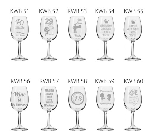 KIELISZEK DO WINA BIAŁEGO Z GRAWER-EM NA ŚLUB PREZENT Urodziny