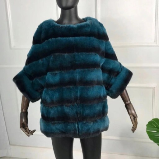 Пончо из меха кролика REX Oversize 36 S