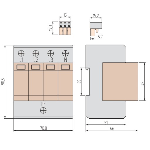 SIMTEC Ограничитель перенапряжения B+C 4P 30 кА 85201010