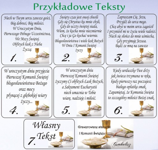 I KOMUNIA ŚWIĘTA PODŚWIETLANA PAMIĄTKA z FOTO
