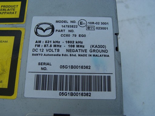 Радиоприемник Mazda 5 CC6079EG0 05-
