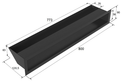 КАМИННАЯ РЕШЕТКА для камина GRATKI LUFT 90х800 черная вентиляционная 9х80 см
