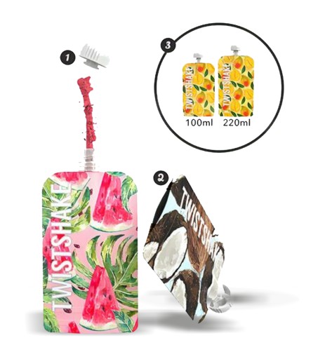 Twistshake Многоразовые пищевые пакетики Squeeze Bag Tubes 220 мл 5 шт.