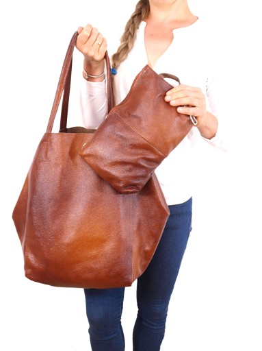 TOREBKA SKÓRZANA WOREK TORBA SKÓRA SHOPPER BRAZOWA