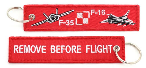 F-35 i F-16 haftowany brelok REMOVE BEFORE FLIGHT