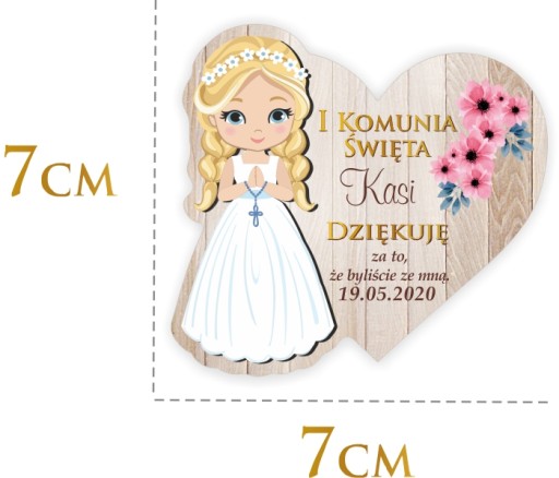 MAGNES z woreczkiem Podziękowanie na Komunię