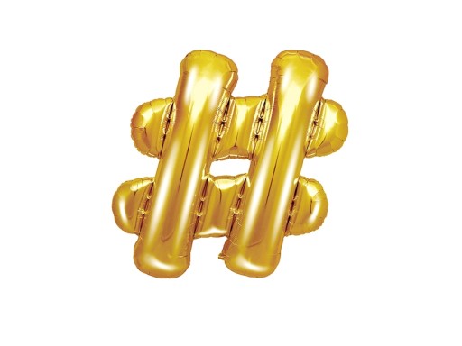 Balon 35cm LITERA ,, # '' ZŁOTA cyfry litery NAPIS