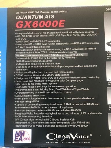 GX6000E СТАНДАРТНЫЙ МОРСКОЙ РАДИОТЕЛЕФОН HORIZON 36м