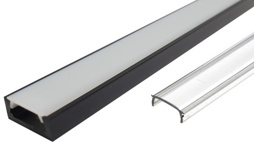 Profil LED CZARNY 2m do taśm LED 8 10 mm + KLOSZ