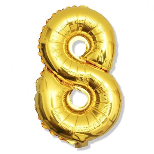 Balon foliowy złoty liczba 8 cyfra Urodziny 35cm