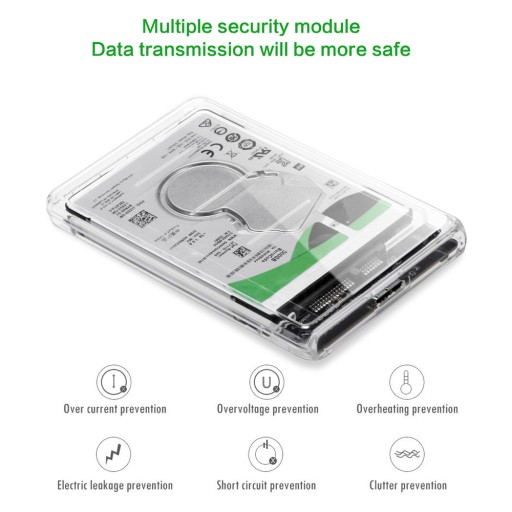 Прозрачный корпус жесткого диска 2.5 USB 3.0 SATA