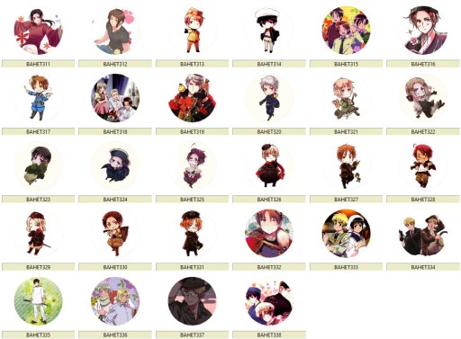 Przypinki Anime Axis Powers Hetalia DUŻY WYBÓR
