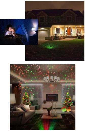 PROJEKTOR LASEROWY Ruchomy RG 24w1 ŚWIĄTECZNY GWIAZDY 24 WZORY RED GREEN