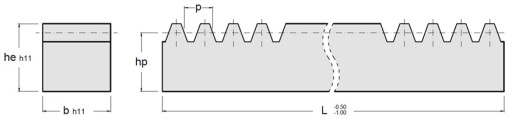M2 20x20 L = 500 мм модуль 2 шестерня 2