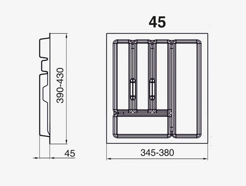 ВСТАВКА ДЛЯ СТОЛОВЫХ ПРИБОРОВ В ЯЩИК ОРГАНАЙЗЕРА BLUM UNI 45