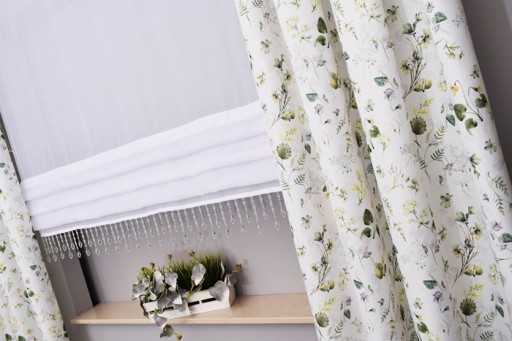 ZASŁONA METRAŻ 150 CM KOLOROWE KWIATY KASZTAN 0,5m