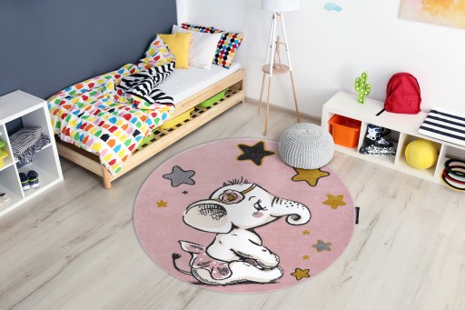 DYWAN DZIECIĘCY PETIT koło 140 cm SŁOŃ róż #GR3720