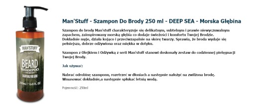 Man'stuff Manstuff Шампунь для бороды 250м натуральный