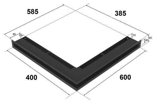 КАМИННАЯ РЕШЕТКА УГЛОВАЯ ЛЮФТ 600х400х60 SF 2 ШТ.