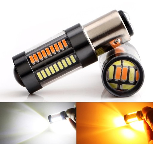 DUAL COLOR P21/5W 66 светодиодов 4014 BAY15D белый + оранжевый